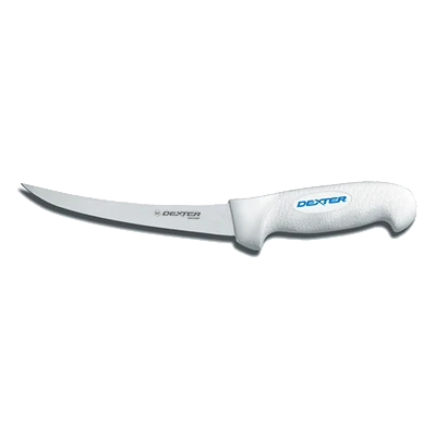 Dexter 24003 6" White Curved SofGrip Boning Knife with Soft Rubber Grip Handle