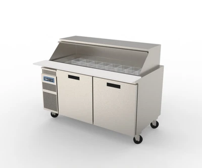 Randell 9260W-290 60" W Two-Section Two Door High Heat Refrigerated Mega-Top Sandwich Unit / Breading Table