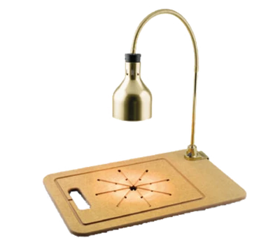Cres Cor IFW61WFPB 30.5" W Brass Hood and Wood Base Portable Infra Red Warmer Countertop Carving Station Star Series - 120 Volts