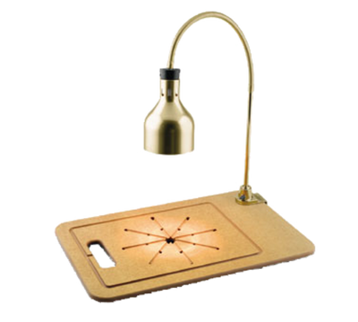 Cres Cor IFW61WFPB 30.5" W Brass Hood and Wood Base Portable Infra Red Warmer Countertop Carving Station Star Series - 120 Volts