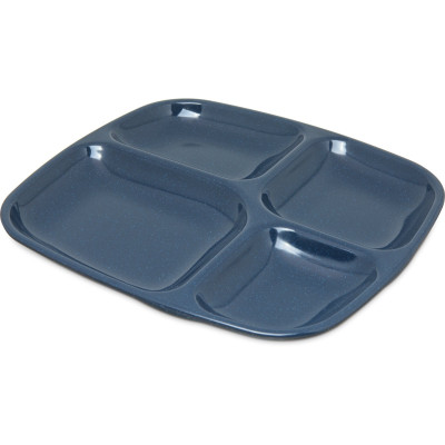 Carlisle 4398635 10.3"W x 9.58" D x 0.85"H Melamine Blue Rectangle School Compartment Tray