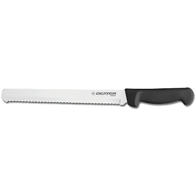 Dexter 31605B 12" Black Scalloped Edge Basics Slicer with Polypropylene Handle