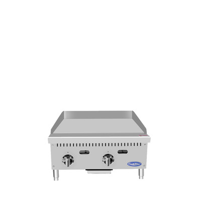 Atosa ATTG-24 24" W Stainless Steel Liquid Propane Countertop CookRite Heavy Duty Griddle - 50,000 BTU