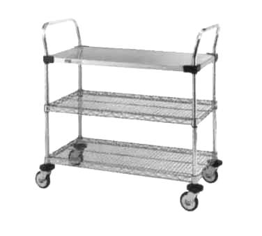 Metro MW404 36" W x 21" D Chrome Plated Steel Frame with Handles MW Standard Duty Utility Cart