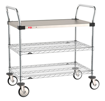 Metro MW404 36" W x 21" D Chrome Plated Steel Frame with Handles MW Standard Duty Utility Cart