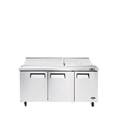 Atosa MSF8308GR 72.69" W 3-Sections 3 Doors Sandwich and Salad Mega Top Refrigerator - 115 Volts