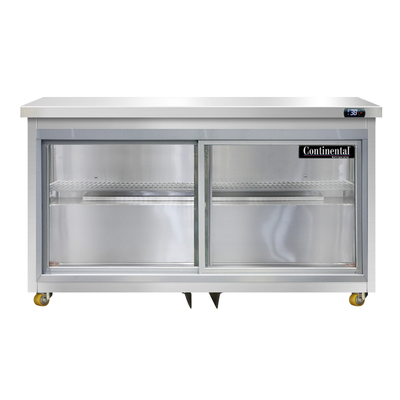 Continental Refrigerator SW48NSGD-U 48"W Two-Section Glass Door Undercounter Display Refrigerator