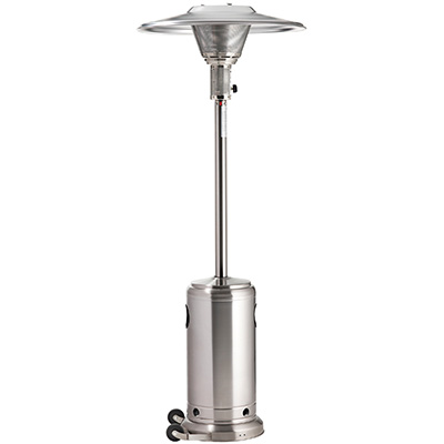 Eastern Tabletop 2890 18" W base x 32" W reflector x 87" H Stainless Steel Holds 20 / 30 Lb. Propane and Butane Tanks Outdoor Patio Heater