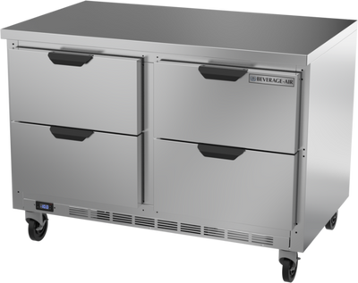 Beverage Air WTFD48AHC-4-FLT 48"W Four Drawer Stainless Steel Worktop Freezer