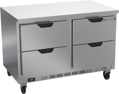 Beverage Air WTFD48AHC-4-FLT 48"W Four Drawer Stainless Steel Worktop Freezer