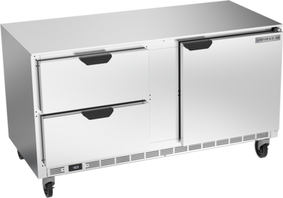 Beverage Air UCFD60AHC-2 60"W Two-Section Stainless Steel Door Undercounter Freezer