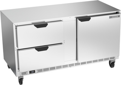 Beverage Air UCFD60AHC-2 60"W Two-Section Stainless Steel Door Undercounter Freezer