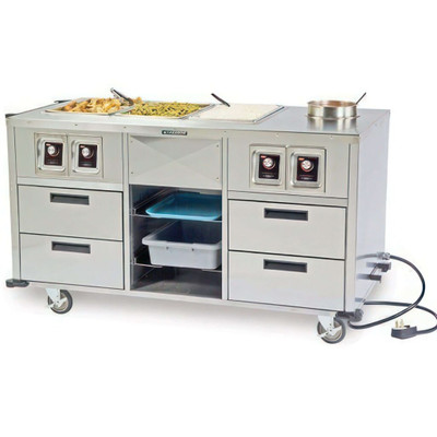 Lakeside 6750 3 Pan Electric Serve All Mobile Food Station Enclosed Storage Base