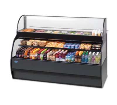 Federal Industries SSRSP5952 59" W Black Specialty Display Sandwich or Salad Prep Merchandiser with Refrigerated Self-Serve Bottom - 208-240 Volts
