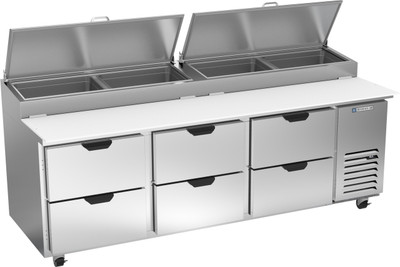 Beverage Air DPD93HC-6 93" W Three-Section Pizza Top Refrigerated Counter