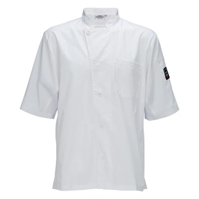Winco UNF-9WM White Broadway Ventilated Shirt with Chest Pocket