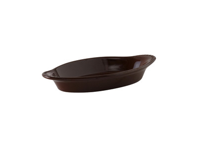 Tuxton DMN-080 8 Oz. Ceramic Mahogany Oval Welsh Rarebit (1 Dozen)