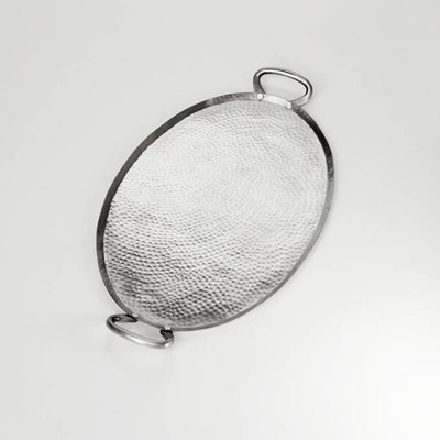 American Metalcraft G23 23.75" W x 13.75" D x 1.75" H Oval Hammered Stainless Steel Griddle Plate
