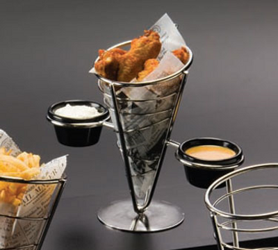 American Metalcraft SS92 5" Stainless Steel Black Cone Ironworks Basket