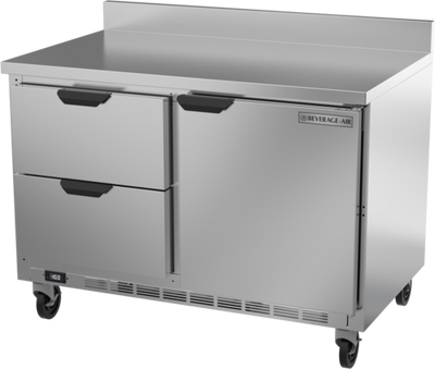 Beverage Air WTFD48AHC-2-FIP 48"W Two Drawer Stainless Steel Worktop Freezer With 4" Removable Backsplash