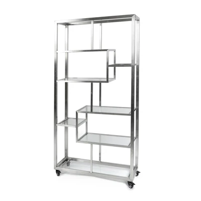 Eastern Tabletop AC1763 35-1/2”W x 14”D x 73”H Square Stainless Steel Square Mobile Back Bar Display