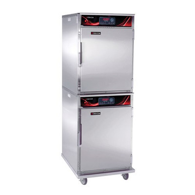 Cres Cor CO-151-H-189DE-STK 31.13" W Stainless Steel Stacked 2 Half Size Doors Solid State Controls Cook-N-Hold Cabinet - 208 Volts