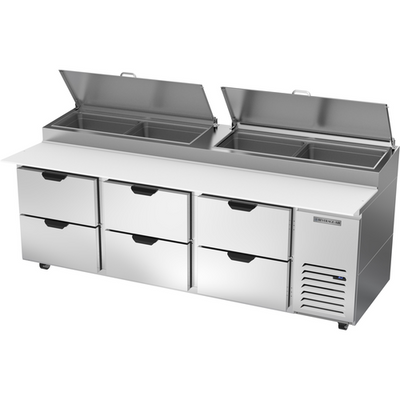 Beverage Air DPD93HC-4 93" W Three-Section One Door One Door Pizza Top Refrigerated Counter