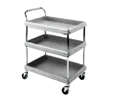 Metro BC2636-3DG Gray Deep Ledge Utility Cart Adjustable Polymer Shelves 38-3/4"W x 27"D x 41"H