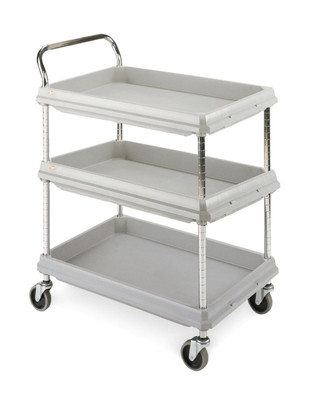 Metro BC2636-3DG Gray Deep Ledge Utility Cart Adjustable Polymer Shelves 38-3/4"W x 27"D x 41"H