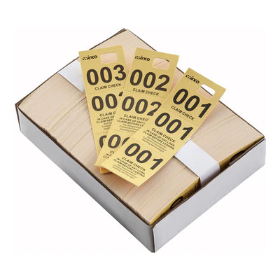 Winco CCK-5YL Coat Check Yellow (500 Pieces Per Box)