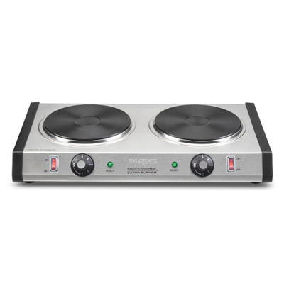 Waring WDB600X 20.5" W Stainless Steel Housing Heavy-Duty Cast Iron Burner Plates Double Commercial Burner - 120 Volts