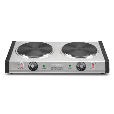Waring WDB600X 20.5" W Stainless Steel Housing Heavy-Duty Cast Iron Burner Plates Double Commercial Burner - 120 Volts