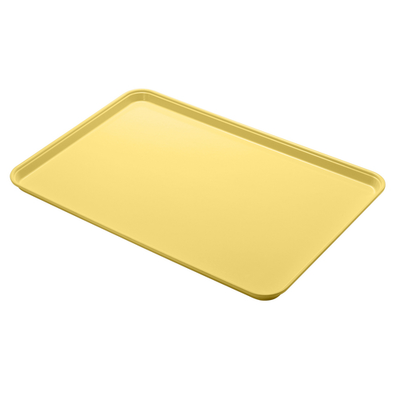 Cambro 1826MT145 17-13/16" x 25-11/16" x 1-1/16" Yellow Rectangular Fiberglass Market Display Tray - 6/Case