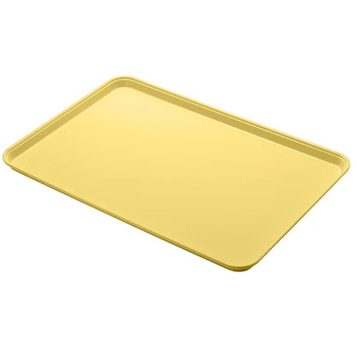 Cambro 1826MT145 17-13/16" x 25-11/16" x 1-1/16" Yellow Rectangular Fiberglass Market Display Tray - 6/Case