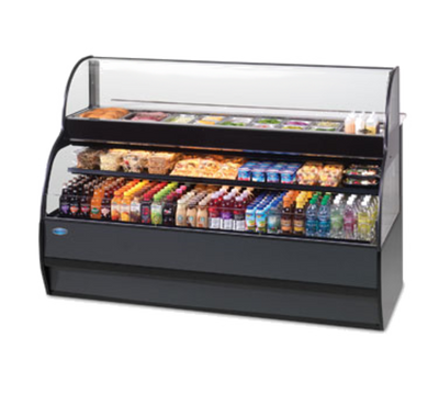 Federal Industries SSRSP7752 77" W Black Specialty Display Sandwich or Salad Prep Merchandiser with Refrigerated Self-Serve Bottom - 208-240 Volts