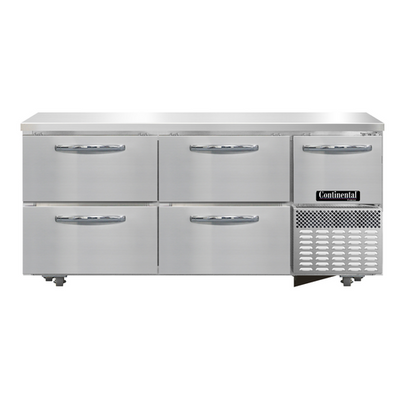 Continental Refrigerator FA68N-U-D 68.19&quot;W Three-Section Stainless Steel Door Undercounter Freezer Base