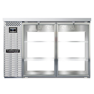 Continental Refrigerator BB50NSSGDPT 50"W Glass Door Refrigerated Back Bar Cooler