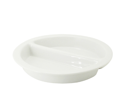 CAC China BF-R17 15.38&quot; Dia. Super White Ceramic Round GN Divided Food Pan (4 Each Per Case)