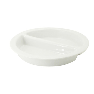 CAC China BF-R17 15.38" Dia. Super White Ceramic Round GN Divided Food Pan (4 Each Per Case)