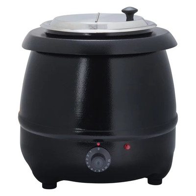 Winco ESW-66 Soup Warmer Electric 10 Qt. Stainless Steel Hinged No-Drip Lid With Magnetic Label Holder &amp; Assortment Of Pre-Printed Soup Labels