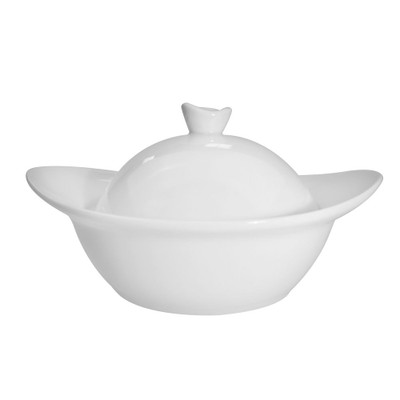 CAC China RCN-OB5 4.5 Oz. Super White Porcelain Oval RCN Specialty All Purpose Bowl (2 Dozen Per Case)