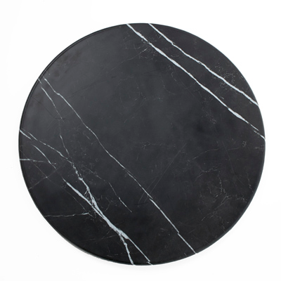 American Metalcraft MB21 21.5 Melamine Black Marble Pattern Round Serving Board
