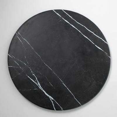 American Metalcraft MB21 21.5 Melamine Black Marble Pattern Round Serving Board