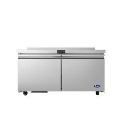 Atosa AWR60SD 15.5 Cu. Ft. Stainless Steel 2 Sections Field Reversible Self-Closing Doors Worktop Refrigerator - 115 Volts