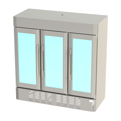 Victory LSR72G-1-L 75.06" W Three-Section Glass Door UltraSpec Series Merchandiser Refrigerator Featuring Secure-Temp Technology