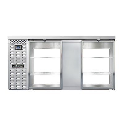 Continental Refrigerator BB69SNSSGDPT 69"W Glass Door Refrigerated Back Bar Cooler