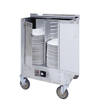 Cres Cor HJ53110240 23" W Aluminum Non-Adjustable Eclose Type with Hinged Doors Heated Dish Dolly - 120 Volts