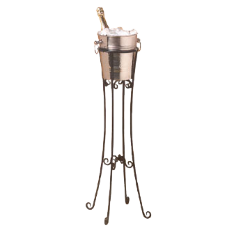 American Metalcraft WICS34 8" Dia. x 32.25" H Wrought Iron Black Champagne Stand
