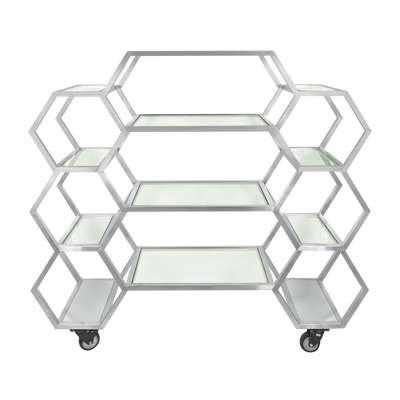 Eastern Tabletop AC1730BK 63"W x 17-3/4"D x 60"H Black Stainless Steel Honeycomb Mobile Buffet