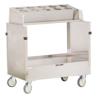 Lakeside 403 36.25" W Stainless Steel Cylinder Tray and Silver Cart with Handle